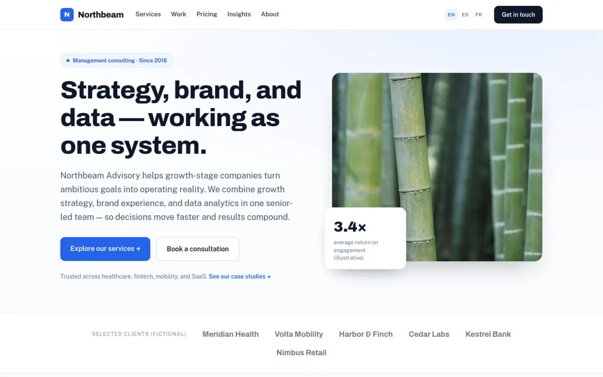 Northbeam Advisory — a management-consulting demo site running on Runway